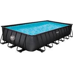 Freestanding Pools Funsicle 24' x 12' x 52" Oasis Designer Rectangular Frame Outdoor Above Ground Swimming Pool with Accessories & Maintenance Kit, Dark Chevron Rattan
