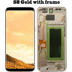 Replacement Screens BoomSave S8 Gold Frame Original LCD For Samsung Galaxy S8 Lcd Display S8 plus G950 G950F G955fd G955F G955 With Burn Shadow With Touch Screen Digitize