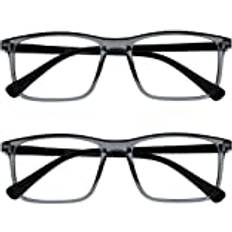 Cheap Reading Glasses Opulize Ink Pack 2 De Lecture Grand Transparent Gris Hommes Femmes Charnières Ressort RR4-7 1,00