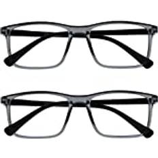 Transparent Læsebriller Opulize Ink Reading Glasses 2 Pack Large Transparent Grey RR4-7 +1.00