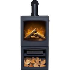 Fireplaces Acantha Lunar XL Electric Stove in Charcoal Grey with Angled Pipe