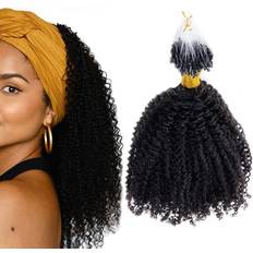 Afro Kinky Curly Microlink Hair Extensions 16 inch Natural Black 100-pack