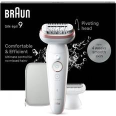 Braun Épilateur électrique Silképil 9 Épilation facile Peau douce longue durée 9030 Blanc Rose