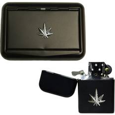 Lighters Knight Smoker's leaf matte black tobacco stormproof petrol lighter