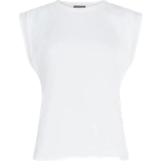 Breathable - Women T-shirts Mint Velvet Cotton Extended Shoulder T-shirt - White