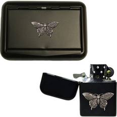 Lighters Knight Butterfly matte black tobacco tin stormproof petrol lighter