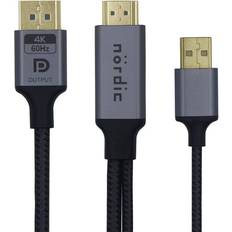 Displayport 1.2 hdmi 2.0 Nordic HMDP-120 Displayport 1.2 - HDMI 2.0/USB A Power M-M 2m