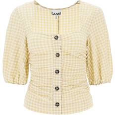 Amarillo - Mujer Blusas Ganni Gathered Blouse - Pale Khaki