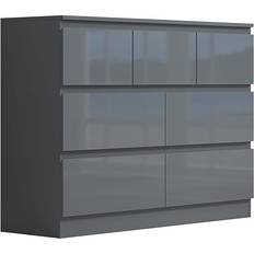 Fwstyle STRMERGRGL Matt Gloss Grey Chest of Drawer 106x81cm