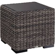 Black Outdoor Side Tables KATHY KUO HOME Anjelo French Black Stone Outdoor Side Table