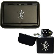 Lighters Knight Gecko matte black tobacco tin and stormproof petrol lighter