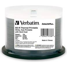 Optical Storage Verbatim BD-R 25GB 16X DataLifePlus White Thermal Printable, Hub Printable 50pk Spindle 97338