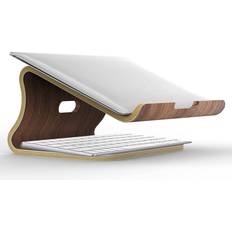 Laptop Stands Samdi Laptop Stand Wood, Wooden Cooling Computer Holder, Notebooks Desktop Mount for MacBook Air, Pro 13 15, iPad Pro 12.9, Dell XPS, Surface, Chromebook 11 to 17 Walnut