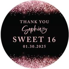 Rose Gold Party Supplies Andaz Press Party Decorations Personalized Sweet 16 Labels Black/Rose Gold 40-pack