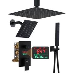 Shower Sets Casainc 3 Function Digital Display Single Handle 1-Spray Dual Shower Black