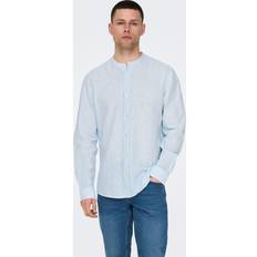 Linen Shirts Only & Sons Onscaiden Ls Mao Stripe Linen Shirt Cashmere Blue