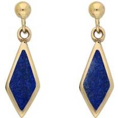 Topaz Earrings C. W. Sellors 9ct Gold Lapis Lazuli Dinky Diamond Drop Earrings