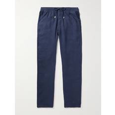 Vilebrequin Trousers Vilebrequin Pacha Straight-Leg Linen Drawstring Trousers Men Blue