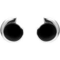 C. W. Sellors Sterling Silver Whitby Jet Swirl Stud Earrings