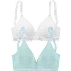 Petite Fleur Non-Wired Bralettes 2-pack - Mint/White