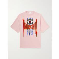 Burberry Pink Tops Burberry Printed Cotton-Jersey T-Shirt Men Pink