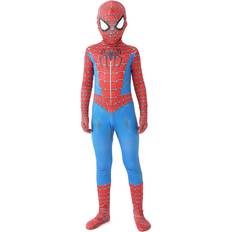 MDSRJONE 4, 140cm New Miles Morales Far From Home Cosplay Costume Zentai Spiderman Costume Superhero Bodysuit Spandex Suit for Kids Custom Made Not Specified
