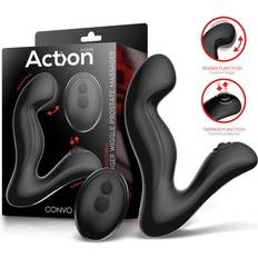 Prostate massager Action Convo Tapping and Finger Wiggle Prostate Massager Black