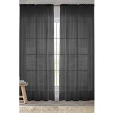 Transparent Curtains Enhanced Living Sheer Black Voile Slot Top