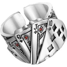 Men - Multicoloured Rings Keshen 2PCS Playing Card Chunky Cubic Engraved Adjustable copper Ring for Men Vintage Jewelry Multicoloured