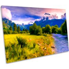 Union Rustic Landscape Digital Mountains Painting Framed Art