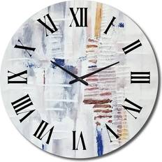 Design Art Peaceful Afternoon Minimal Abstract In Blue I White Wall Clock 29"