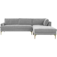 Brass Sofas TOV Furniture Serena Grey Sofa 106.8" 3 Seater