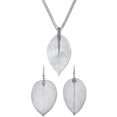 Jewelry Sets Naturalizer Leaf Necklace and Drop Earrings Set - Silver