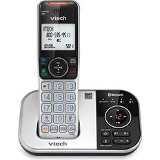 Landline Phones Vtech VS112 DECT 6.0 Bluetooth Expandable Cordless Phone for Home with Answering Machine, Call Blocking, Caller ID, Intercom and Connect to Cell Silver & Black