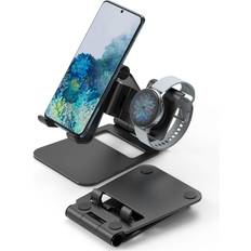 Ringke Super Folding Stand, 2 in 1 Portable Smartphone & Smartwatch Stand Compatible with Galaxy Watch 4 Watch 4 Classic, Galaxy Watch 3, Galaxy Watch Active 1/2