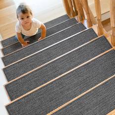 Non Slip Wooden Steps Stainless Steel Rods 8 x 30 cm Black