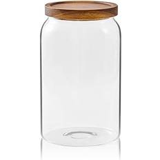Large Glass Candy Jars With Wooden Lids Kitchen Container