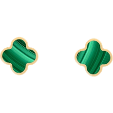 Green Earrings The Lovery Small Clover Stud Earrings - Gold/Malachite