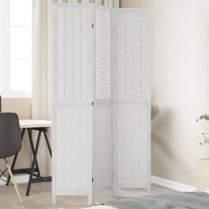 Wood Room Dividers vidaXL 3 Panels White Solid Wood Paulownia Room Divider