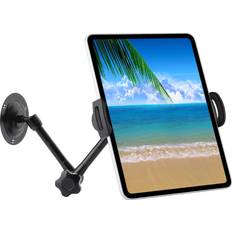 UYODM Drill Base Tablet Wall Mount Holder for 7"~12.9" iPad/Samsung Galaxy Tabs/Google Nexus7-11/Fire HD/e-Reader/LED Clock/iPhone/ Smartphone,360°Rotation Aluminum Alloy Magic Arm and Adjustable Clip