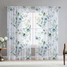 Green Eucalyptus Leaves Curtains 84 Inch Length
