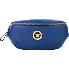 Versace Midjeväskor Versace Small Navy Calf Leather Medusa Pendant Fanny Waist Pack Belt Bag