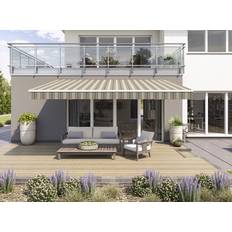 Aluminium Terrassenmarkisen Wismar Gelenkarmmarkise Classic beige-braun gestreift