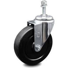 DIY Accessories Service Caster 5 Inch Soft Rubber Wheel Swivel 10mm Threaded