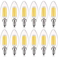 Luxrite 60-Watt Equivalent B10 Dimmable LED Light Bulbs Clear Glass Filament 2700K Warm White 12-Pack