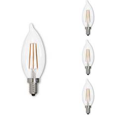 Light Bulbs Bulbrite Pack of 4 Dimmable Clear Filament CA10 Candelabra E12 LED Warm White Light