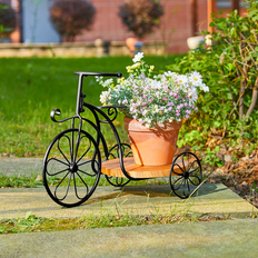 Pots, Plants & Cultivation GlitzHome Spring Metal Tricycle Bicycle Planter Stands