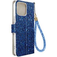 iPhone 14 Pro Max Glitter Disco Wallet Stand Blue