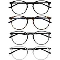 Noir Lunettes de Lecture Opulize Met 4er Pack Schlank Runder Rahmen Federscharniere Kratzfest Schwarz Braun Transparent Grau Transparent Schwarze Herren Damen RRRR60-127C 3.50