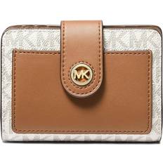 Wallets & Key Holders Michael Kors Mk Charm Small Tab Compact Pcoket Wallet Vanilla/Acorn Wallet Handbags